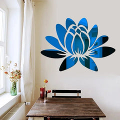 Lotus 3D Mirror Wall Art Sticker Home Living Room Bedroom Office Hallway Wall Decor Acrylic Mirror Reflective Wall Sticker