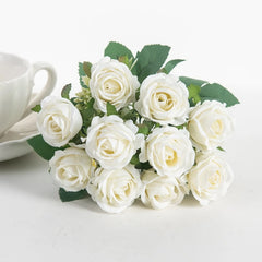 10 Heads Artificial Flowers Scrapbooking Silk Roses Wedding Party Bouquets Household Products Vases for Home Festival Decoration