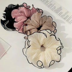 Korean Big Scrunchies – Pink & White Hair Bands for Women