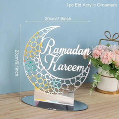 Ramadan Tray Table Centerpieces Plate Acrylic Ramadans Eid Mubarak Decorations for Home 2025 Islam Muslim Festival Party Gifts