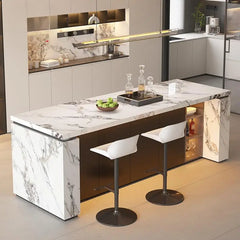 Luxury Marble Kitchen Island Dining Table, Custom Modern Bar Countertop, High-End Open Kitchen Design, Integrated Home Furniture Kitchen Display Cabinets Kitchen & Dining Furniture