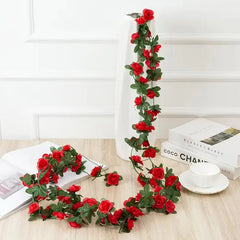 2.2 Meters Rose Artificial Flowers Christmas Garland for Wedding Home Room Decoration Spring Autumn Garden DIY Fake Plant Vine