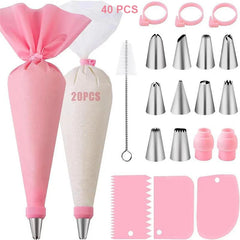 Silicone Piping Bags and Tips Set Cake DIY Decorating Kit with Stainless Steel Nozzle Reusable Silicone Pastry Baking tool Cooking Essentials, Kitchen Tools