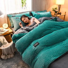 Puffy Duvet Cover Super Soft Plush Bedding Set Fall And Winter Thickened Plush Double Bed Cove