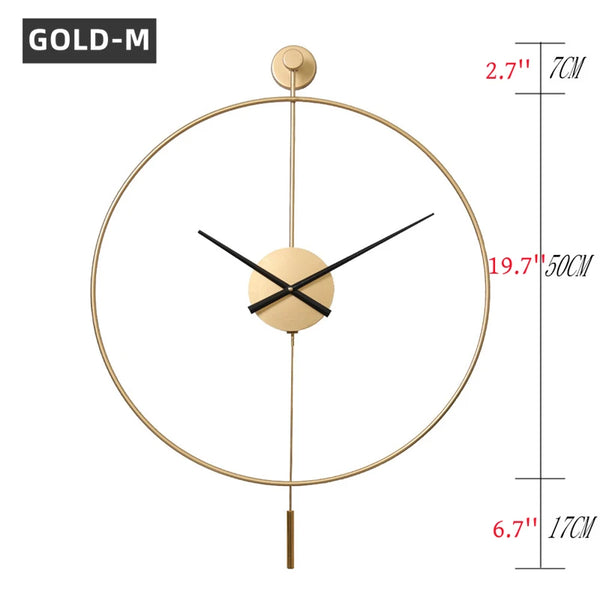 Simple Large Wall Clock With Pendulum Nordic Modern Design Living Room Dining Room Bedroom Wall Decor Silent Clocks Golden/Black