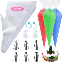 Silicone Piping Bags and Tips Set Cake DIY Decorating Kit with Stainless Steel Nozzle Reusable Silicone Pastry Baking tool Cooking Essentials, Kitchen Tools