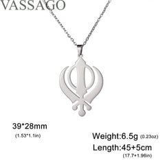 Sikhism Necklace Sikh Khanda Sword Necklace for Women Men Stainless Steel Sikhs Necklaces Sword Symbol Pendant Religious Jewelry