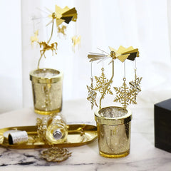 Romantic Valentine's Day Gift Rotating Angel/Rose/Xmas Snowflake Candlestick Candle Tea Lamp Holder for Home Party Decoration