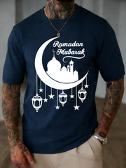Islamic Ramadan Mubarak Moon Print Mens T Shirt Cotton Loose T-Shirts Summer New Fashion Clothes Male Casual All-Match Sportswear