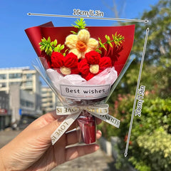 Crochet Knitting Flowers Potted Homemade Crochet Rose Tulip Daisy Office Desktop Ornaments Car Automotive Interior Decoration Home Decor, Plants & flowers