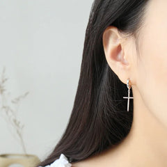925 Sterling Silver Cross Earrings For Women Trendy Earring Jewelry Prevent Allergy Party Accessories Gift