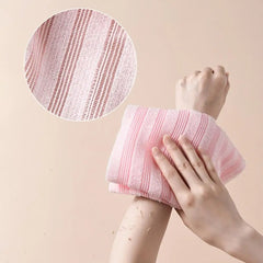 Japanese Deep Cleansing Exfoliating Bath Towel - Long Handle Back Scrubber & Body Washcloth for Shower, Reusable Scrub Brush