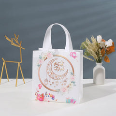 4/8pcs Ramadan Candy Bags with Handle Moon Ramadan Kareem Gift Bags for Eid Party Decorations Eid al Fitr Non-Woven Tote Bags