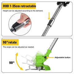 CONENTOOL 21V Cordless Electric Grass Trimmer Handheld Lawn Mower with Wheel Garden Yard Pruning Tool for Makita 18V Battery Pin