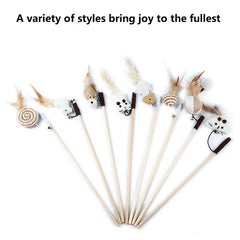 Interactive Cat Wand Stick Colorful Feather Teaser Toy Wooden Rod for Kitten Pet Supplies Cat Toys Interactive MWJ13 Pet Shop