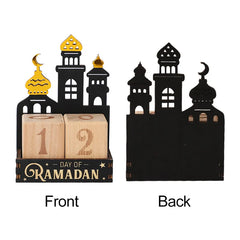 Ramadan Countdown Calendar Wooden Ornament Eid Mubarak Calendar Blocks Decoration for Home Islamic Muslim Party Supplies Gifts