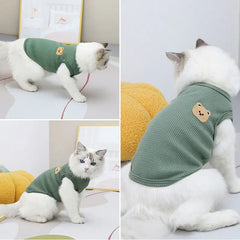 1pc Green Bear Vest Pet Dog Clothes Cat Solid T-shirt Clothing Dogs Thin Small Fashion Chihuahua Summer Breathable Pet Shop Pet Clothing