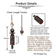 Antique Metal Copper isis Pendulum for Divination Dowsing Open whirligig Radiestesia Professional Witch Pendulo Answers X386
