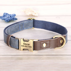 Personalized Dog Collar Leash PU Leather Dog Collars With Walking Lead Rope Free Custom Pet ID for Small Large Dogs Pug Pet Shop