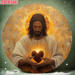 The circular wall art of the Sacred Heart of Jesus - 2D diameter planar surface religious decoration, indoor/outdoor decoration