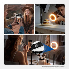 NEEWER BASICS 67mm Ring LED Video Light with Threaded Clip for Phone Cage/Case/Camera Lens for Tripod Vlog Macro Photography