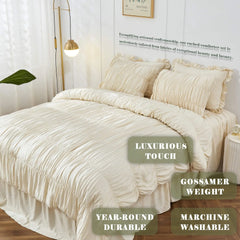 Bohemian Wrinkle Fluffy Duvet Cover Set All Seasons Bedding Set with Quilt Cover and Pillowcase Double Queen Comforter Cover Set