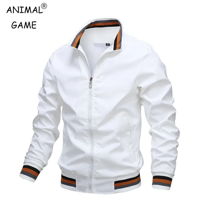 Men's  Autumn and Winter Stand Casual Zipper Jacket Outdoor Sports Coat Windbreaker Jacket for Men Waterproof Bomber