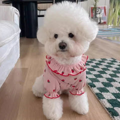 Strawberry Small Dog Clothes Summer Breathable Clothing for Cat Cute Dog Clothing for Small Dog Vest Ruffled Pet Shop Pet Clothing