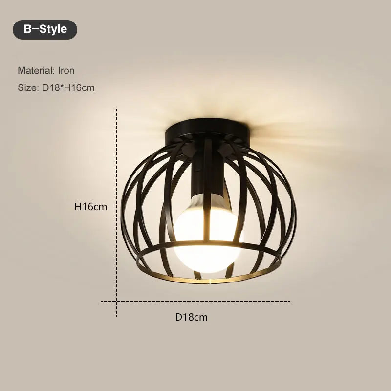 Vintage E27 Black Metal Ceiling Light Fixture Home Decor