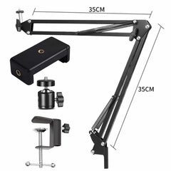 Photography Flexible Arm Tripod For Phone Stand Table Folded Anchor 360° Rotation Online Desktop Laptop Video Live Overhead Shot