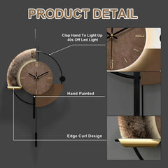 Modern Art Large Wall Clock With Pendulum Creative Voice-Activated Glow Silent Clocks Living Room Kitchen Office Room Decor Gift