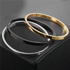 Fashion Cuff Bracelets Bangles Men Women Stainless Steel Gold Color Silver Color Black Bangle  Bracelet Luxury Jewelry