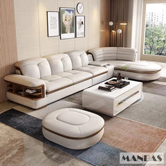 Luxury L-Shaped Leather Corner Sofa – Living Room Furniture