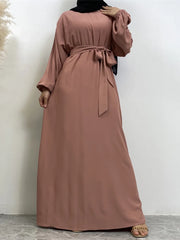 Hot Selle Simple Style Moroccan Dresses Kaftan Turkey Solid Color Gulf Abayas Islamic Women Long Dress Muslim Saudi Robe Ramadan
