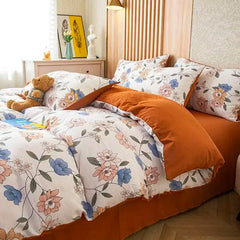 1PC Floral Washed Cotton Duvet Cover - Single/Queen/King Size Housse De Couette 이불커버 Funda Nórdica (No Pillowcase)