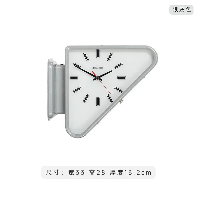 Metal Triangle Wall Clock with Double Sides Industrial Pendulum for Cafe Bar Retro Hanging Clock Silent Non-Ticking Decor Clocks