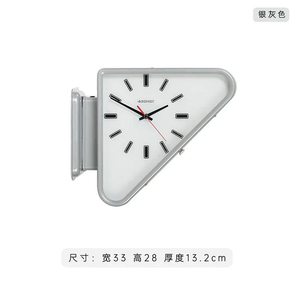Metal Triangle Wall Clock with Double Sides Industrial Pendulum for Cafe Bar Retro Hanging Clock Silent Non-Ticking Decor Clocks