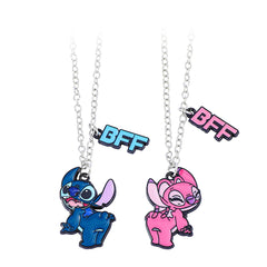Couple's Stitch Heart Necklace - Gold & Silver Angel And Stitch Cute Style Jewelry Pendant Gift for Girls