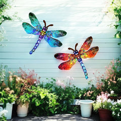 Vintage 3D Metal Dragonfly Wall Art Hanging Decor Wrought Iron Wall Hanging Sculpture Garden Home Party Decoration