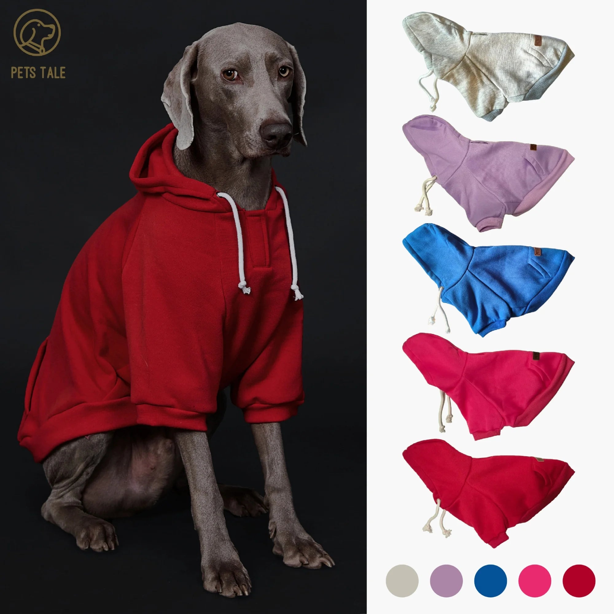 Solid Color Dog Hoodie with Pocket, Leather Patch, Hook and Loop Fastener Pet Shop
 Pet Clothing