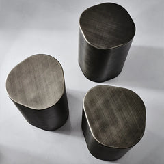 italian design antique graphite steel coffee table silver gold metal side table for Living Room Furniture