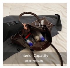 Large Capacity Oil PU Leather Shoulder & Tote Bag for Women