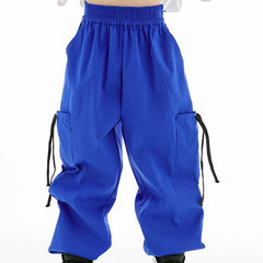 Jazz Dance Clothes Boys Girls Hip Hop Costume Loose Shirt Blue Pants Boys Breaking Street Dance Outfit Short Sleeves Suit