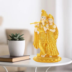 Lord Radha Krishna Buddha Statue Playing Flute Indian Sculptures Figurines Ornaments Home Garden Buddha Decoration Statues