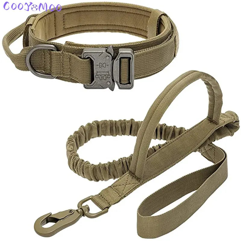 Durable Tactical Dog Collar and Leash Adjustable Military Pet Collar Leash Medium Large Dog German Shepherd Training Accessories Pet Shop
