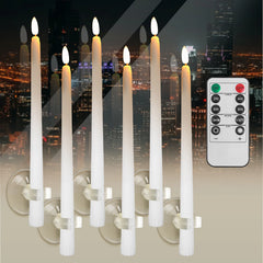 Pack of 12/24Pc LED Flameless Flickering Taper Candles with Remote Battery Operated Tea Lights Home Wedding Decor Candlesticks