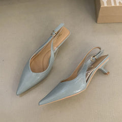 Bailamos Women Sandals Pointed Toe Elegant Low-heels Shoes Summer Fashion Slingback Woman Mules Shoes Pumps Dress Shoes