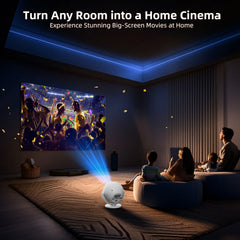 Upgraded Mini Projector, 1280x720P HD , 300 ANSI LED Portable Projector with Bluetooth 6.0, Auto Keystone HDMI USB Home theater