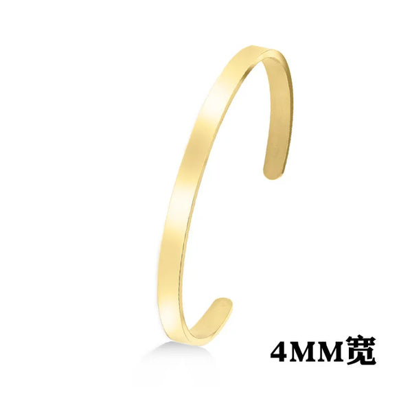 New Classic Simple Men Bracelet Open Adjustable Glossy Stainless Steel Bracelet BR1133