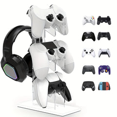 Universal 3-layer Controller Holder and Headphone Holder Game Accessories For PS5 PS4 Storage Holder Black, White, Transparent